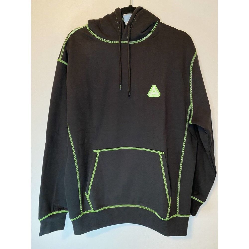 Palace Neo Stitch Hoodie Black/Neon Green Stitching Size M MSRP $275 NWT